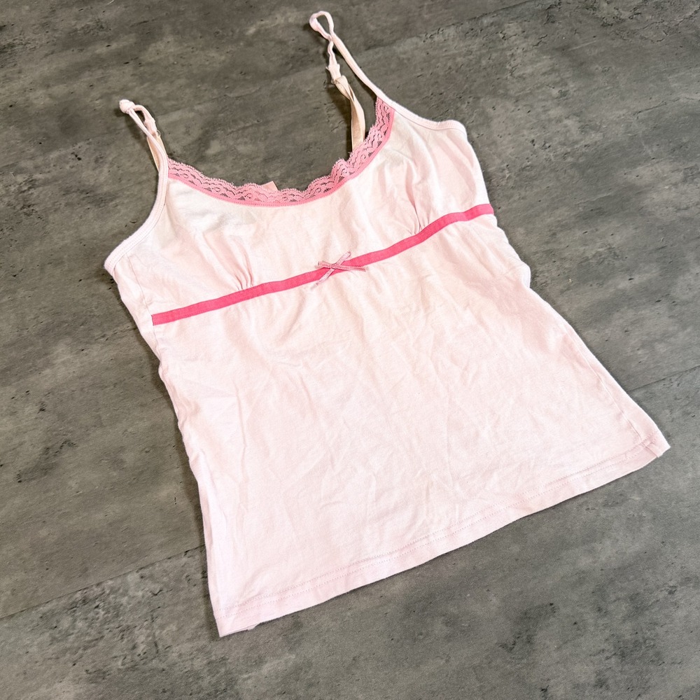 Vintage VTG Y2K 2000's 00's Pink Lacer Dee Tie Top - Picture 1 of 4
